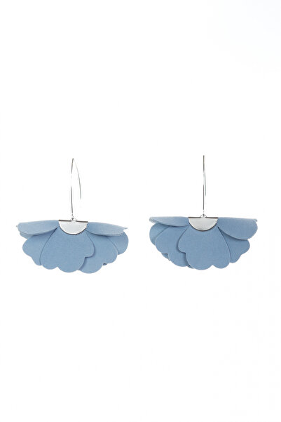 HAIArt Cercei florali din piele lucrați manual - Albastru-gri