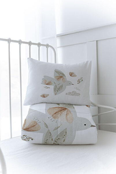 Tuğba Kuğu Organic Printed Baby (100X150) Quilt Set - Royal Series - Flying Bird