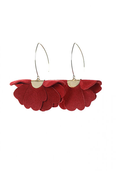 HAIArt Handmade leather floral earrings - Burgundy red