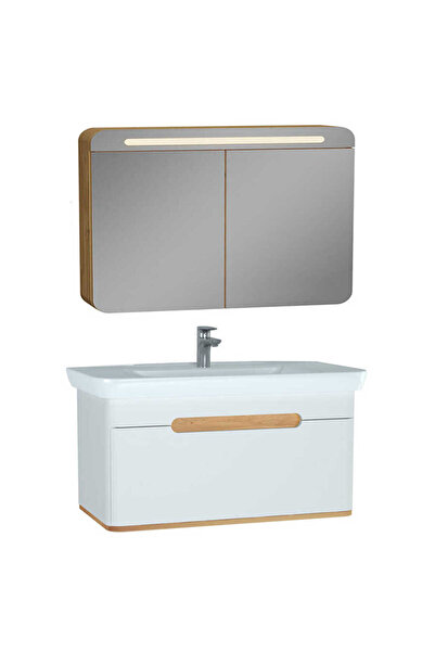 VitrA Sento Aynalı Çekmeceli Dolap Seti, Beyaz, 100cm (60814, 60897)