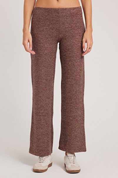 Tudors Women's Relax Fit Comfortable Cut Regular Waist Wide Leg Brown Trousers