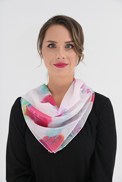 Trend Land Esarfa patrata cu trandafiri fucsia din matase