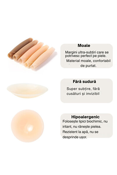 Nippo non-adhesive luxury nipple covers Pastile pentru mamelon, Autoadezive Reutilizabile,Cutie Elegantă de Păstrare , Nuanță Ivory (Ivoriu)
