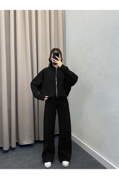 YAKAMEL KADIN BOMBER ÇIMALI HIRKA EŞOFMAN TAKIMI