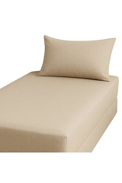 Kovar Single Fitted Bed Sheet Set 90X190cm With Pillow Cover 50X75cm- Beige