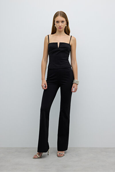 Roman Taş Baskılı Beli Lastikli İspanyol Paça Pantolon Siyah K2612014_001