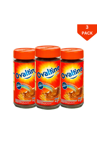 Ovaltine مشروب مسحوق الشعير بالشوكولاتة ٤٠٠ غرام × ٣ عبوات | مغذٍّ ولذيذ لتعز...