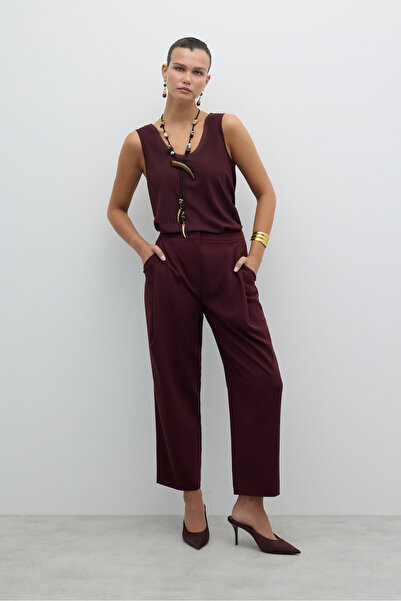 Roman Tek Pileli Havuç Pantolon Bordo K2612050_008