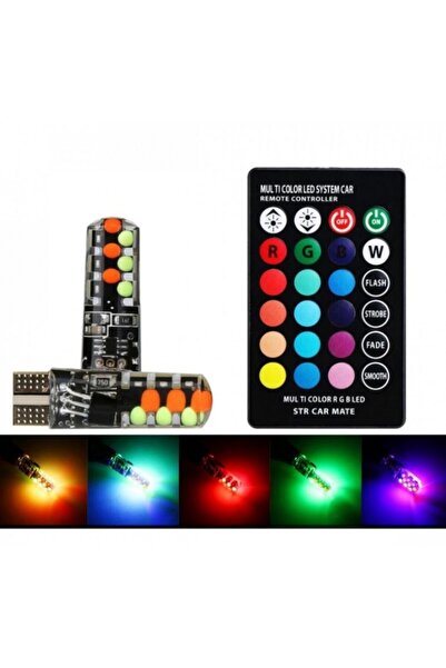 OEM Set 2 Becuri T10 LED auto, masina, 12 V, LED RGB Auto Cu Telecomanda