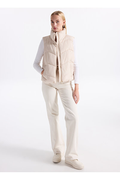 Vero Moda Krem Kadın Mont VMLIGAEVA SHORT WAISTCOAT ENT