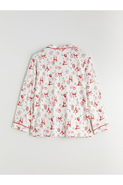 LC Waikiki Gömlek Yaka Yılbaşı Temalı Kadın Pijama Takımı