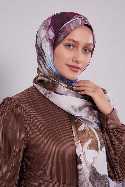 Levidor Mink Mixed Leaf Pattern Indian Silk Shawl