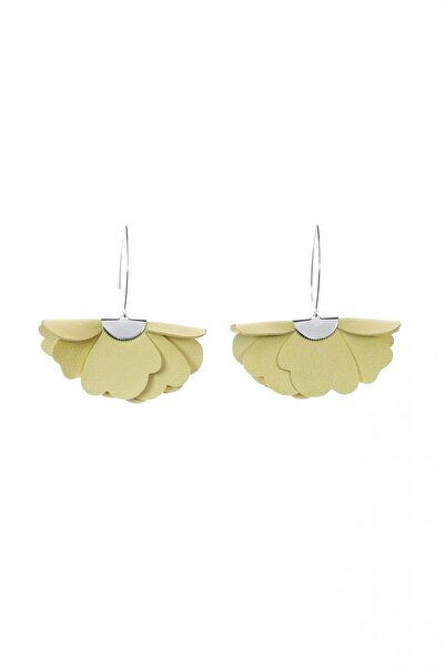HAIArt Handmade leather floral earrings - Pale yellow with glitter