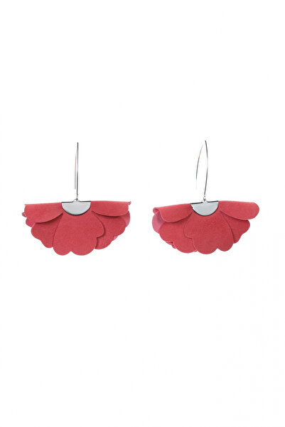 HAIArt Handmade leather floral earrings - Coral