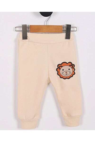 voyyo kids baby Lion Patterned Baby Set (3-18 Months) - Striped Long Sleeve Sweatshirt and Sweatpants