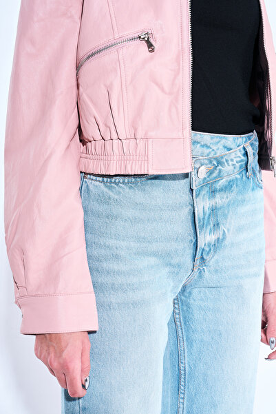 ALOFA Beli Lastikli Deri Ceket