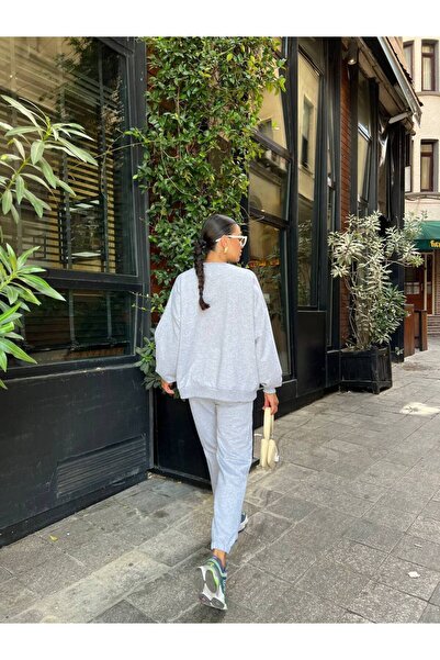 My Blog Gray Crew Neck 100% Cotton Tracksuit Set - 98243