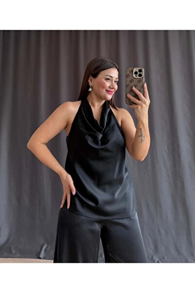 Nilgün Karakaya Butik Saten Degaje Bluz