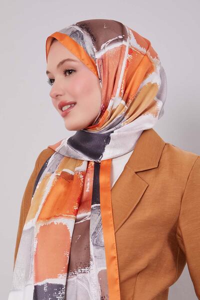 Levidor Orange Checker Pattern Twill Shawl
