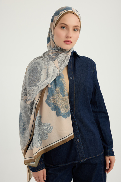 Schaless Κήπος Κοραλλιών - Μπεζ - Σάλι με σχέδιο Εφιλία - 70x190 εκ.