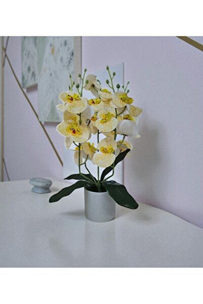 lstri Beyaz Saksıda Şık Yapay Orkide Çİçek Hediyelik Doğum günü Öğretmenler günü