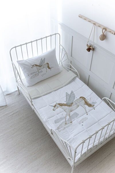 Tuğba Kuğu Organic Printed Baby (100X150) Quilt Set - Royal Series - Flying Unicorn