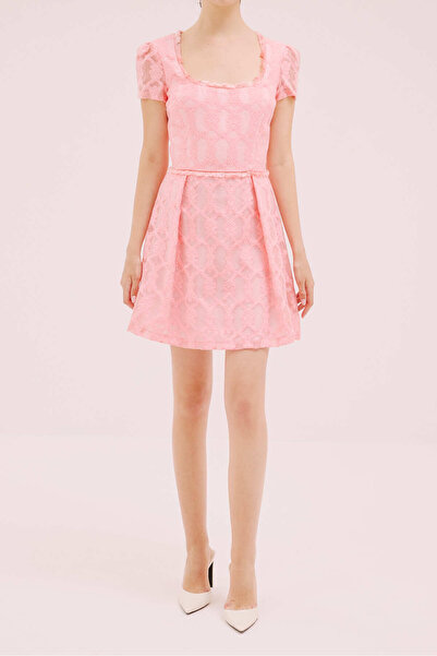 Roman Dantel Detaylı Mini Elbise Coral Y2511046_122