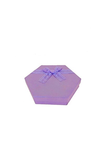 Generic صندوق سداسي أنيق باللون الأرجواني مع شريط مثالي للمجوهرات والشوكولاتة والمناسبات الخاصة 12 قطعة