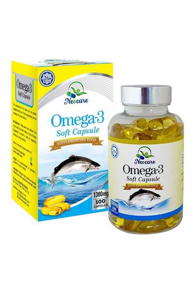 Neocare كبسولات هلامية من زيت السمك أوميجا 3 بتركيز 1380 ملغ، عبوة من 100 كبس...