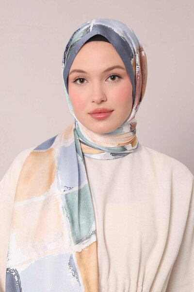 Levidor Denim Blue Checker Pattern Twill Shawl