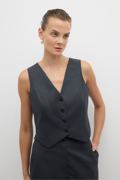 Roman V Yaka Düğmeli Yelek Standart Renk K2517001_089