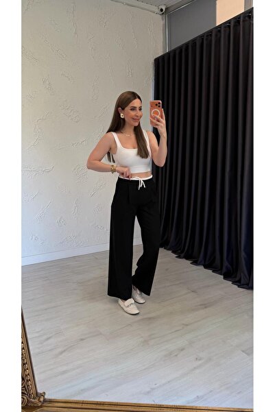 elif teke Dolwi Bel Satin Detailed Trousers Black