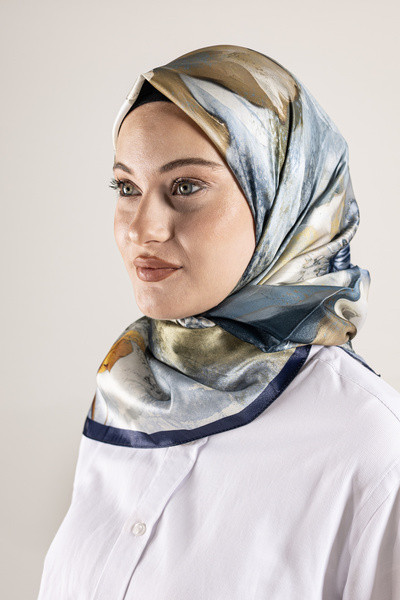 Akel Ψηφιακό κρυστάλλινο μοτίβο κασκόλ 95x95 – Παστέλ μοτίβο-4