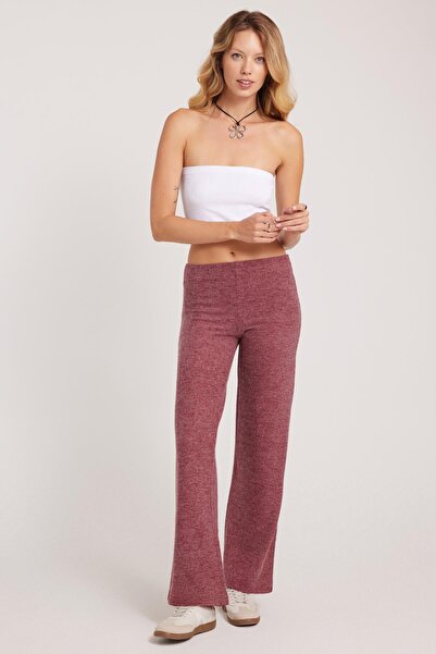 Tudors Women's Relax Fit Comfortable Cut Regular Waist Wide Leg Burgundy Trousers