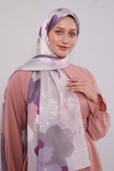 Levidor Mor Çiçek Desen Twill Şal