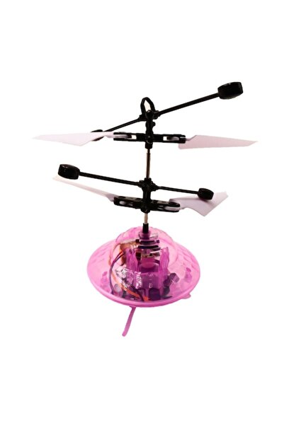 dalimag Mini elicopter de jucărie, controlat manual, model OZN, roz, 16 cm,