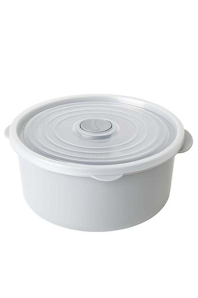 PUFO Set of 3 Round Casseroles with Lids, Microwave Safe, Capacity 500/1000/2000 ml, Light Grey