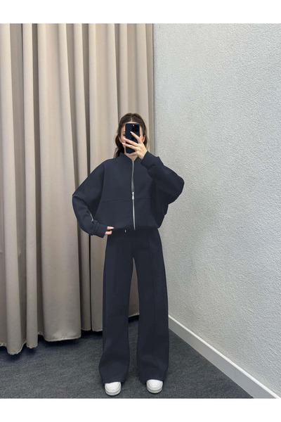 YAKAMEL KADIN BOMBER ÇIMALI HIRKA EŞOFMAN TAKIMI