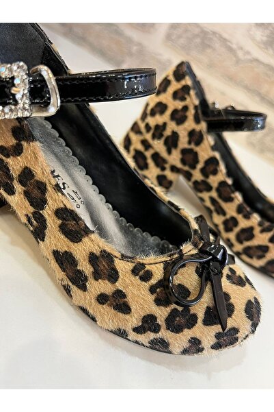 ROSE SHOES KİDS Luna Leopard Fur Stone Evening Shoes