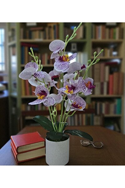 lstri Beyaz Saksıda Şık Yapay Orkide Çiçek Hediyelik Doğum günü Öğretmenler günü