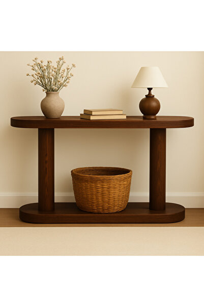 Trihome Masif Ahşap 2 Katlı Dresuar – El Yapımı, Doğal Ağaç Konsol Luks Dekoratif ve Fonksiyonel