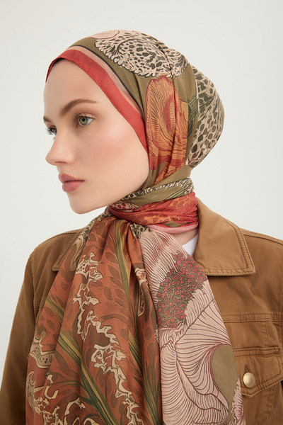 Schaless Mercan Bahçesi - Burgundy - Efilia Patterned Shawl - 70X190 cm