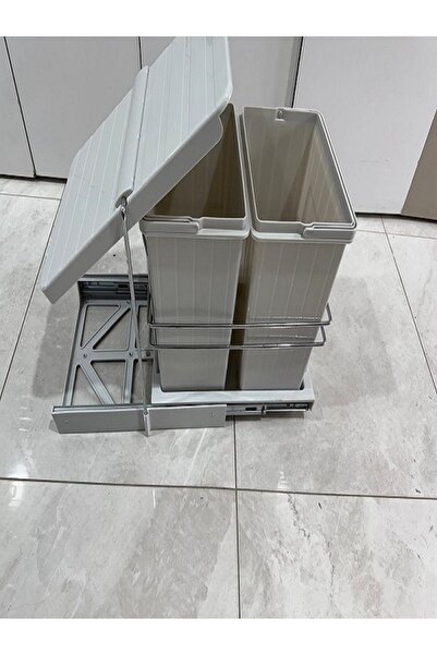 Joy Aksesuar JOY SÜRGÜLÜ TEZGAH ALTI PLASTİK ÇÖP KOVASI İKİLİ 14+14 LİTRE