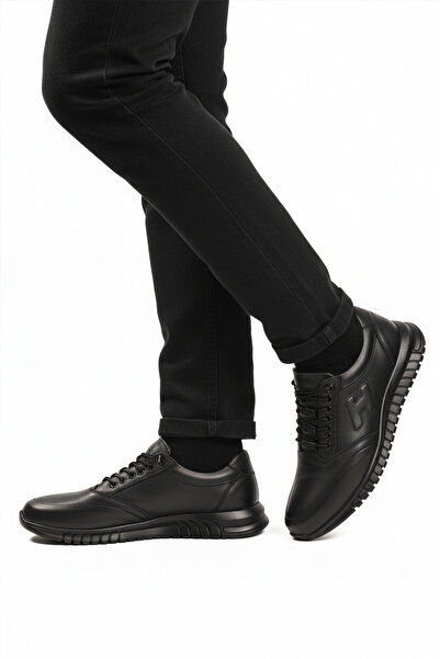 AYAKMOD Black Lace-Up Leather Gel Sole Anatomical Men's Casual Shoes 315 m