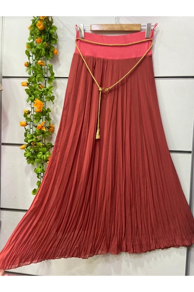 edu collection Chiffon Bohemian A-Line Skirt with Lining and Belt as a Gift