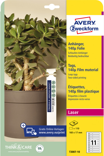 Avery Zweckform Etichete T3007-10, dimensiuni 160 x 17 mm, 11 etichete/A4, 10...