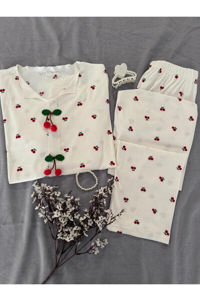 MH Moony Homewears 2-Piece Luxurious Camisole Pajama Set with Dangling Cherry Detail