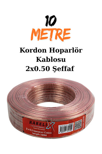 Rabelix Online Marketing 10 Metre Şeffaf 2x0,50 Hoparlör Ses Sitemi Kablosu - Hoporlör Elektrik Tesisat Kordon Kablosu