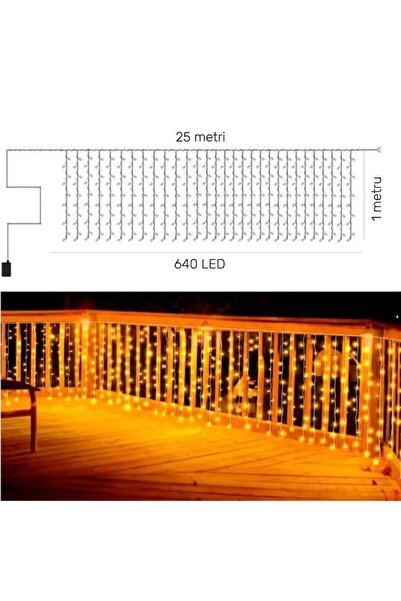 OEM LED Christmas String Lights 25m x 1m, 640 LEDs Warm White, 8 Modes, 220V, Interconnectable