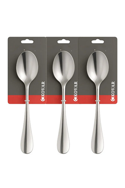 Kovar ملعقة طاولة من الفولاذ المقاوم للصدأ باللون الرمادي بلمسة نهائية لامعة سادة - 3 قطع